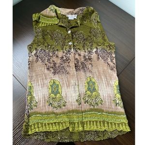 Alberto Makali green boho vest top with sequins